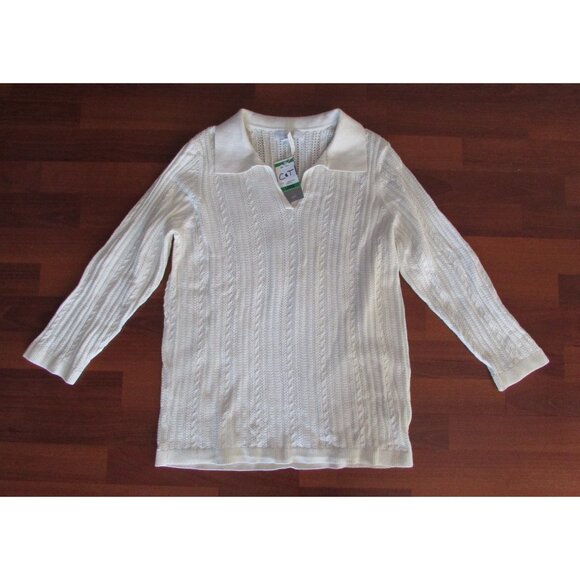 Charter Club Lacey Knit Polo Sweater - Sz L - NEW - Picture 1 of 8